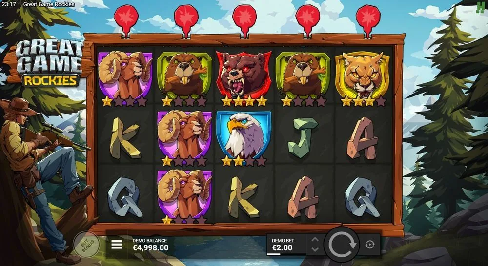 Great Game Rockies grundspil, 5×3 med bjørn, bævere, ørn, vædder og cougar