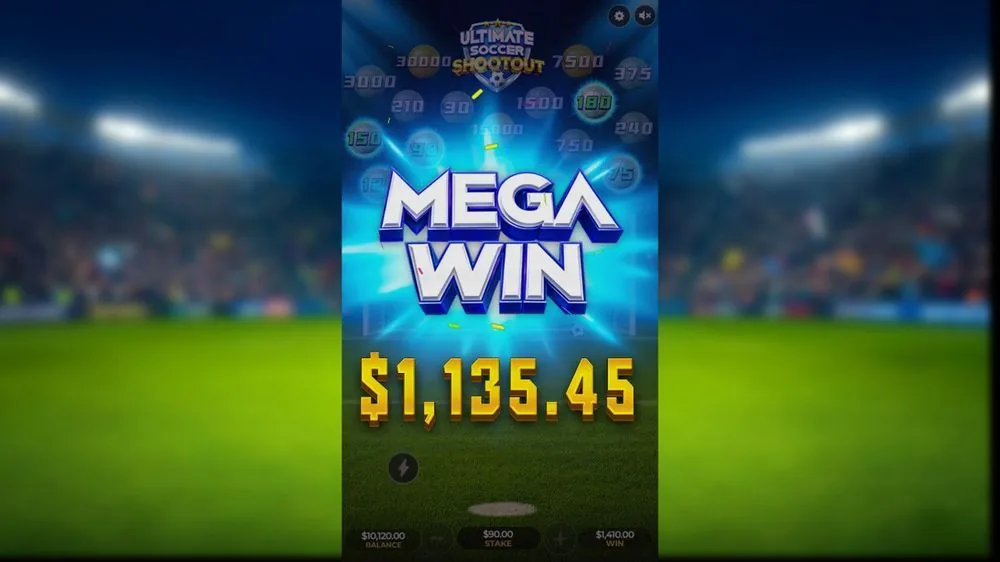 Ultimate Soccer Shootout MEGA WIN på 1.135,45 ved indsats 90,00